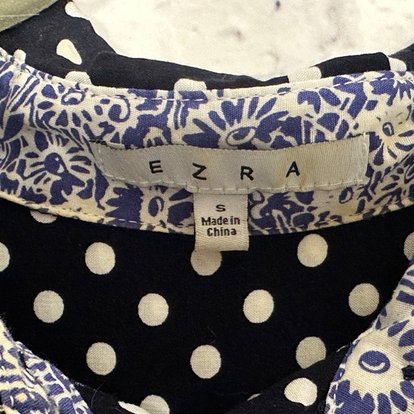 Navy Polka Dot Blouse with Sheer Back Inset - Picture 7 of 10